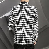 Eoior  New 2024 Spring Autumn Casual Men's Slim Fit Plaid Suits & Blazers Coat Single Botton Small Suit Outwear Top Checker Thin Jacket