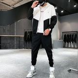 Eoior  Patchwork Hip Hop Casual Men's Sets Korean Style 2 Piece Sets Clothes Men Streetwear Fitness Male Tracksuit