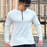 Eoior  Loose T-Shirts Casual Men's Clothing 2024 Exercise Breathable Long Sleeves Run Sportswear Zipper T-Shirt Man Clothes Large Size