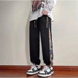 Eoior  Korean Side Piping Bear Embroidery Casual Pants 2024 New Men's Sports Trousers Waffle Fabric Comfortable Jogging Trousers
