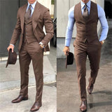 Brown Men Suit Business Office Jacket Pants Vest Three-Piece Set Slim Fit Outfit Wedding Tuxedo for Male Custom Costume Homme