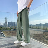 Summer New Men Suit Pants Full Baggy Wide Leg Casual Pants Trousers Straight Solid Lightweight Nylon Fabric Oversize Unisex