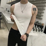 Summer Vest Men's Trend Tight Stand Collar Sleeveless Sexy T-shirt Top American Slim Fitness Stretch I-word Vest Bottoming Shirt