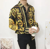 Eoior   New Fashion Men's Dress Shirts Hipster Long Sleeve Fancy Luxury Design Baroque Floral Print Wedding Party Prom Shirts