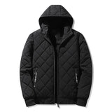 Eoior Jackets for Men with Hood Autumn Winter Cotton Padded Jacket Men Fashion Clothing Rhombus Texture Casual Parkas Plus Size 5XL