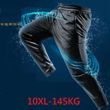 Eoior plus size 10XL 140KG summer men Breathable ice silk pants quick dry gym pants Mesh hole pants sports high elasticity pants