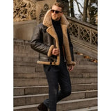 Fur Integrated Men's Jacket Coat with Thickened New Winter Fashion and Casual Faux Leather Fleece Men's Jacket Clothing