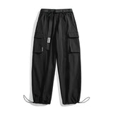 Eoior  Men's Cargo Pants Multi Pocket Wide Leg Jogger Trousers Hip Hop Streetwear Letter Embroidery Pant Male Workwear Pant