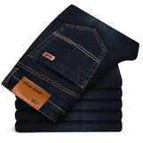 Eoior Men's Brand Stretch Jeans  New Business Casual Slim Fit Denim Pants Black Blue Trousers Jeans Male