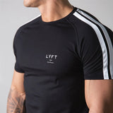 Eoior Black Gym Fitness T-shirt Men Running Sport Skinny Shirt Short Sleeve Cotton Tee Tops Summer Male Bodybuilding Training Clothing