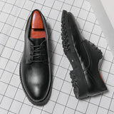 Eoior  Autumn Black Dress Men Leather Shoes Formal Casual safety Shoes Men Driving Work Derby Shoes Work Business Casual Sneakers