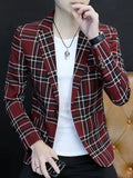 Man Suits And Blazers Thin Slim Fit Plaid Classic Jacket For Men Elegant Youthful Emo Fashion Coats Spring Clothes Summer