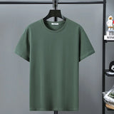 Eoior 10XL 12XL Plus Size T-shirt Summer Cotton T Shirt Men Short Sleeve Tshirt Casual Tops Tees Male Solid Color Shirt Crewneck