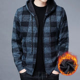 Autumn Men's Hooded Knitted Cardigan British Style Fashion Fleece Plus Thick All-match Knitted Sweater Jacket Coat