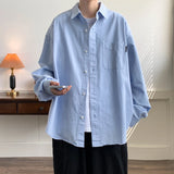 Men's Long Sleeve Summer Casual Shirts Single Pocket Comfortable Standard-fit Button-down Solid Color Cotton Shirt B81