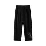 Summer Men's Long Straight Trousers Wide Leg Embroidery Drape Casual Suit Pant Fashion Oversize Pants for Man Black White