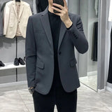 Dress Men's Suit Jackets Business Thin Slim Fit Male Blazer Brown Menswear Fashion High Quality Coat Spring Clothes Summer