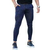 Eoior  Man High Waist Lace-up Slim Fit Pencil Pants Four Seasons Casual Striped Trousers Fashion Tight Trous Male New Trend Streetwear