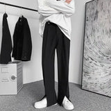 Eoior  Streetwear Fashion Men Trousers Split Black Harajuku Oversized Casual Pants  Korean Office wear Suit Pants Male Blazer Pants