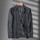 Navy Blue Linen Blazer Men Summer Casual Suit Single Jacket For Men Black Blazer Men New Casual Spring And Autumn Business