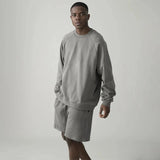 Eoior  Men's Solid Color Crewneck Sweatshirts 100% Cotton Hoodies Oversized Fashion Hip Hop Loose Unisex Pullover