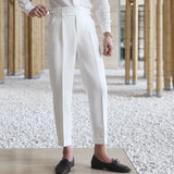 Straight Man Suits Pants Social Tailoring Business High Waist Trousers for Men Summer Formal New in Work Wear Elegant Up