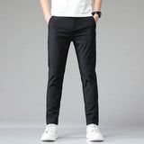 Eoior New Summer Casual Pants Men Thin Business Stretch Slim Elastic Waist Jogger Korean Classic Thin Black Gray Blue Trousers Male