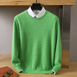 Eoior Autumn/Winter Korean New 100% Mink Cashmere Men's Cold Top Solid Round Neck Pullover Casual Soft Sweater