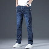 Eoior Spring and Autumn Men's Fashion Versatile Casual Elastic Loose Straight Leg Pants Men's Slim Fit Retro Korean Denim Pants