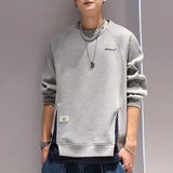 Eoior  New Spring and Autumn Hong Kong Style Product Waffle Split Fake Two Piece Round Neck Loose Versatile Handsome Men's Sweater