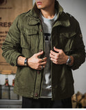 Eoior Men's M-65 Jacket Loose Armbands Double Collar Military Tactical Style Classic Male Outfits