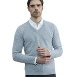 Eoior Cashmere Sweater Men Knitted Sweaters 100% Pure Merino Wool V-Neck Long-Sleeve Thick Pullover Winter Autumn Male Jumper Clothing