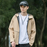 Eoior  Men's Solid Jacket Fashion Outdoor Coat Couples Casual Loose Hooded  Waterproof Outwear Unisex Clothing