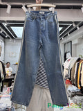 Eoior Striped Straight Tube Jeans Men High Quality Retro Washed Jeans Versatile Button Placket Casual Pants