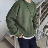 Eoior  Fashion Knitted Spliced Solid Color All-match Sweater Men's Clothing  Autumn Oversized Casual Pullovers Loose Korean Tops