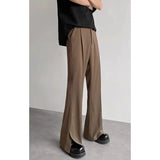 Eoior Korean brown vibe slightly slit trousers with drapey feel and high-end ice silk trousers men summer straight suit niche trousers