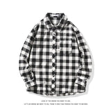 Eoior  Vintage Blue Black Plaid Shirt Coat For Men New Harajuku Loose Long Sleeve Shirts Unisex Casual Blouses Male Cardigan