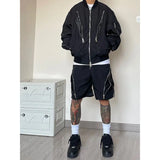 American style high street wind assault shorts men zipper design Harajuku casual tooling outdoor five-point pants summer