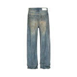 Y2k Yellow Mud Dyed Hole Baggy Jeans Pants Unisex Streetwear Pantalones Hombre Casual Frayed Ripped Denim Trousers Oversized