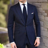 Eoior  Navy Blue  Men's Suit Slim Fit 2-Piece Set for Formal Wedding Groom Tuxedo Notched Lapel Business  Men Prom Suit