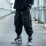 Eoior Prowow  Spring Autumn New Men Hip-Hop Style Sports Pants Black Harem Overalls with Multi-pocket Ribbon Casual Streetwear