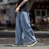 Eoior Streetwear jeans cargo pants Loose Plus Size Wide Leg Pants Solid color Japanese Harajuku Casual Denim Pants Men Clothing