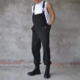 Eoior  Men'S Japanese Dark Trend Jumpsuit  Autumn New Fashion Loose Hip-Hop Casual Comfortable Simple Solid Color Work Overalls