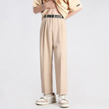 Eoior  New Youth Men's Suit Pants Korean Version Classic Neutral Straight Loose Wide-leg Casual Pants Black Gray Khaki