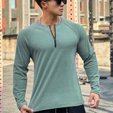 Eoior  Loose T-Shirts Casual Men's Clothing 2024 Exercise Breathable Long Sleeves Run Sportswear Zipper T-Shirt Man Clothes Large Size