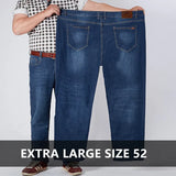 Eoior Classic Stretch Jeans Men Oversized Plus Size Big Denim Male Loose Elastic Pants 44 46 48 50 52 High Waisted Long Work Trousers