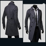 M-4XL New Men's Double-breasted Trench Coat Mid-length Trendy Slim Casual Coat Trench Coat Jackets