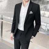 New high quality Men's suit (suit + trousers) High quality fashion Korean version slim party groom dress two-piece set M-4X