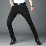 Eoior  Summer Thin Men's Trousers Four Side Elastic Milk Silk New Business Office Ice Silk Men's Casual Pants Men's Pants