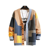 Eoior  Autumn Winter High Quality Vintage Stitching Colors Men Women Casual Sweater Cardigan Multicolor Streetwear Loose Wool Knitwear